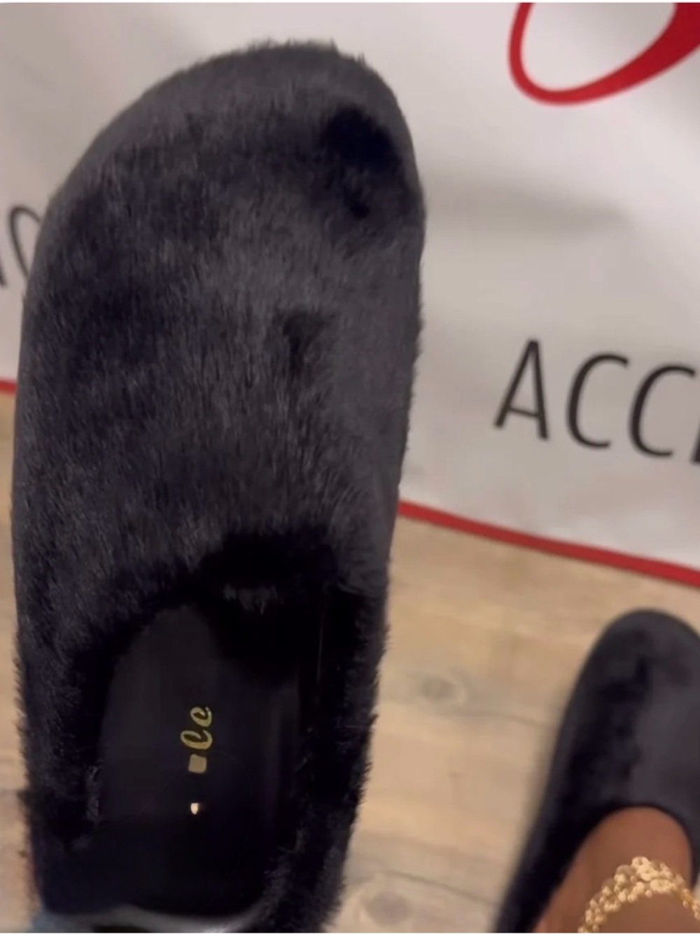Faux Fur Black Slip-On Mules - Picture 3 of 3